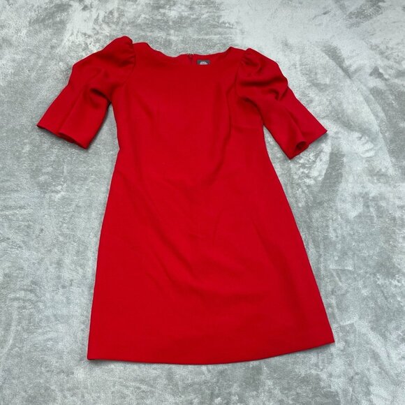 Vince Camuto Red Puff Sleeve Sheath Dress Size 8 Polyester Blend a1229 - Picture 1 of 8